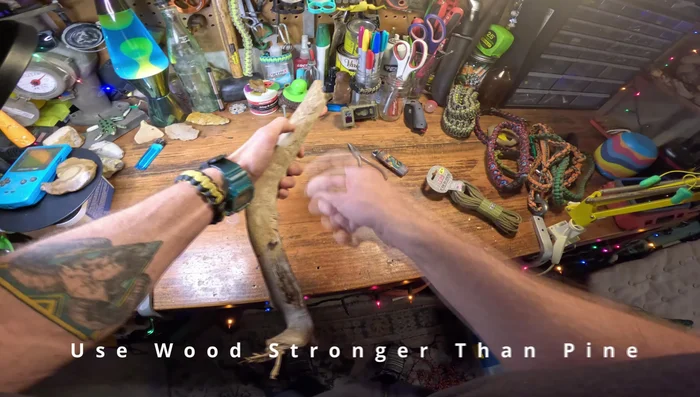 Prepare the stick: Cut a stick to your desired shape, resembling a duck head. Drill a hole near the base.