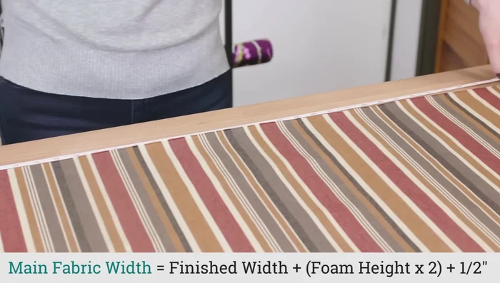 Cut the cushion underlining to be the width of the bed + 1 inch and the length of the bed + 1 1/2 inches.