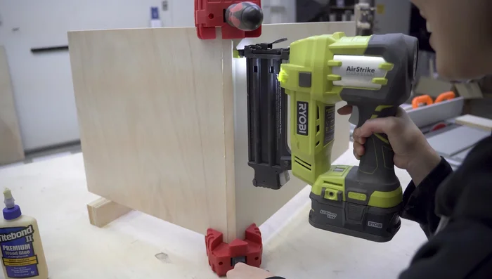 Assemble the Bed Frame (using wood glue and brad nails, 90 degree clamps)