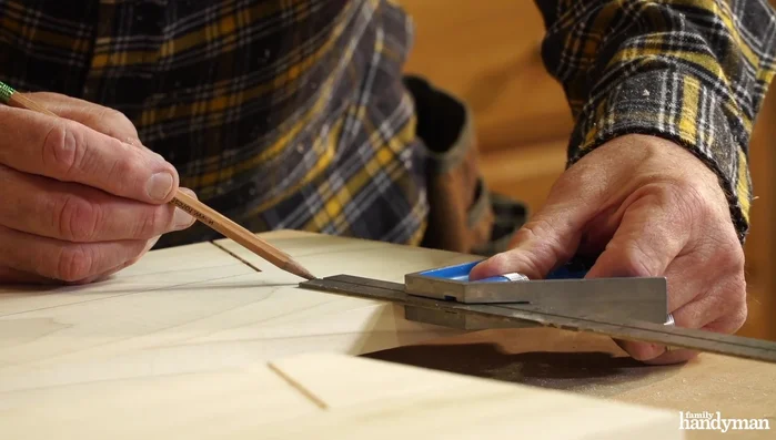 Use the cut front leg as a template to trace the angle onto the other front leg.